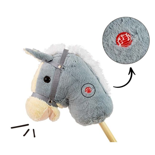 Calut de jucarie cu miscare si sunete, Hobby Horse, Grey, Milly Mally EKDmm7355