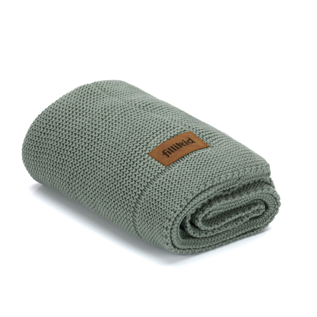 Patura tricotata Green, 100% bumbac organic, 80x100 cm, Fillikid