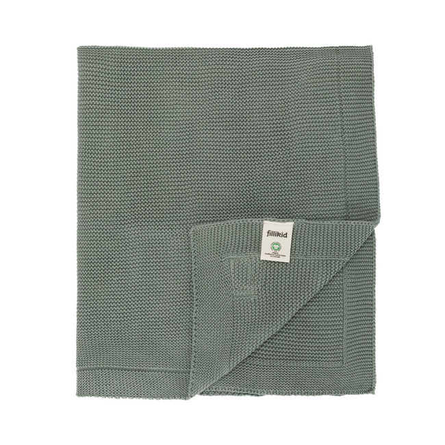 Patura tricotata Green, 100% bumbac organic, 80x100 cm, Fillikid