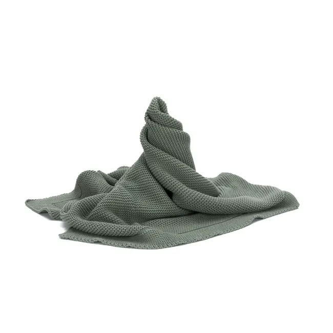 Patura tricotata Green, 100% bumbac organic, 80x100 cm, Fillikid