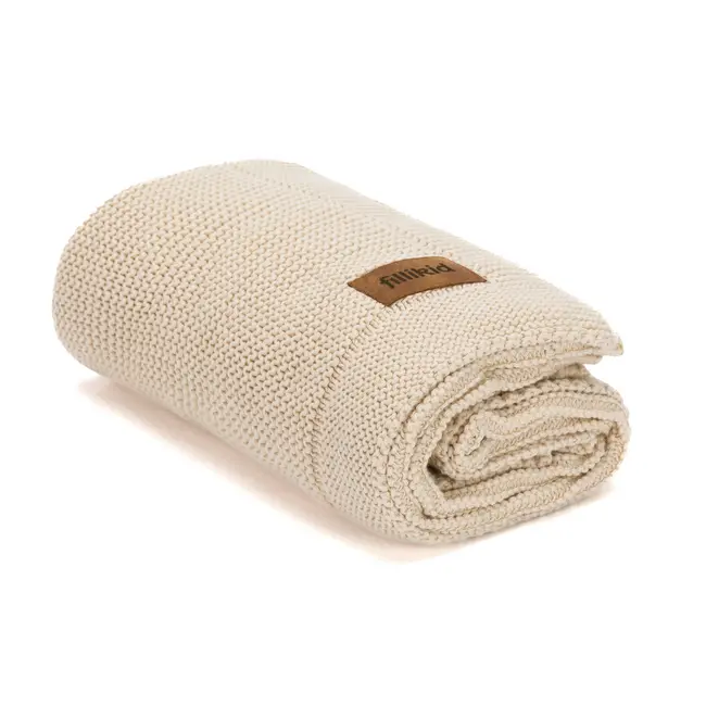 Patura tricotata Natur, 100% bumbac organic, 80x100 cm, Fillikid