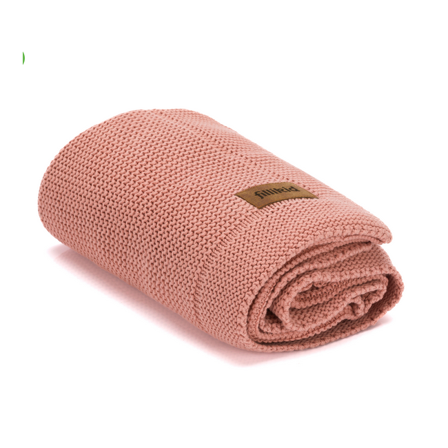 Patura tricotata Rose, 100% bumbac organic, 80x100 cm, Fillikid