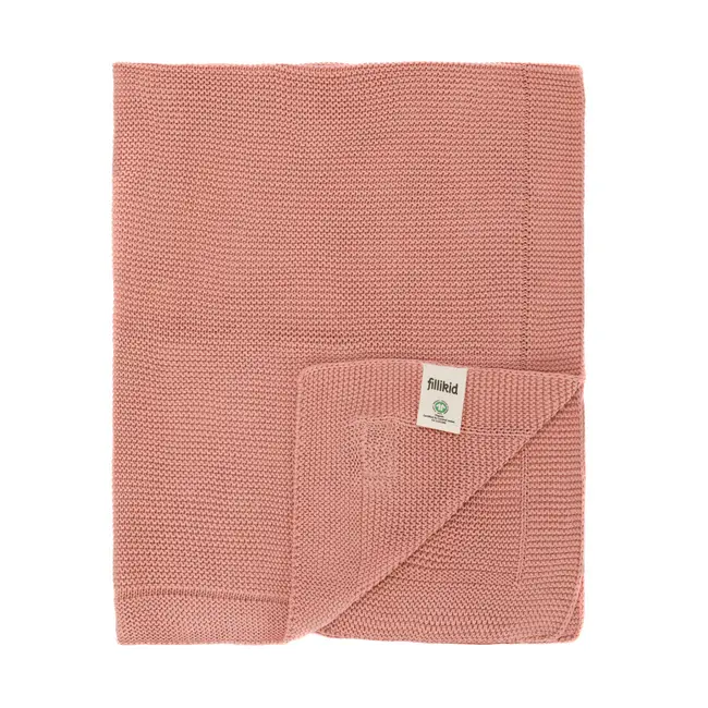 Patura tricotata Rose, 100% bumbac organic, 80x100 cm, Fillikid