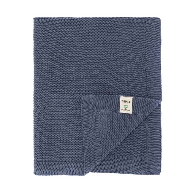 Patura tricotata blue, 100% bumbac organic, 80x100 cm, Fillikid
