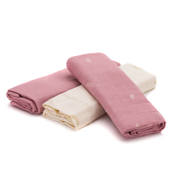 Scutece din muselina flowers, 50% bambus si 50% bumbac, 3/set 75x75 cm Fillikid
