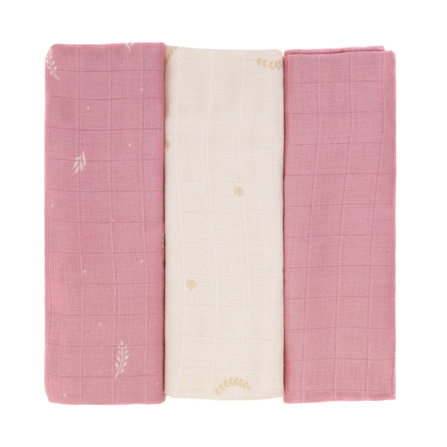 Scutece din muselina flowers, 50% bambus si 50% bumbac, 3/set 75x75 cm Fillikid