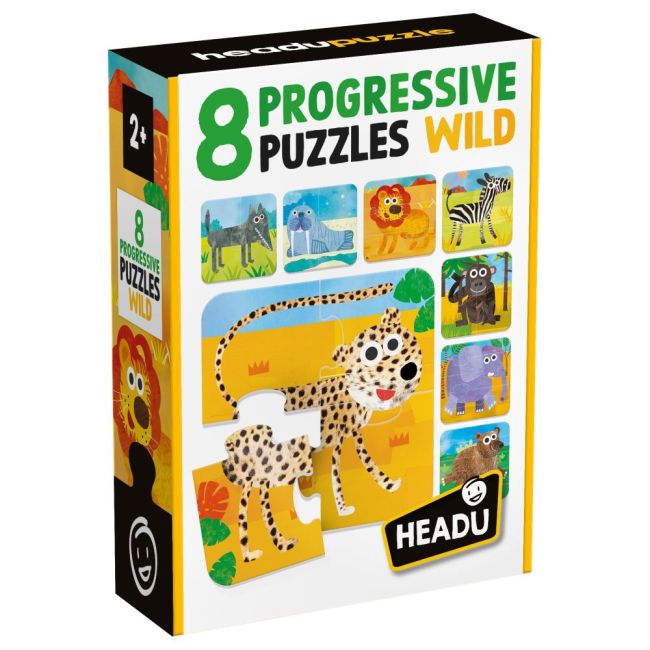 Headu - 8 puzzleuri progresive animale salbatice ARTHE55607