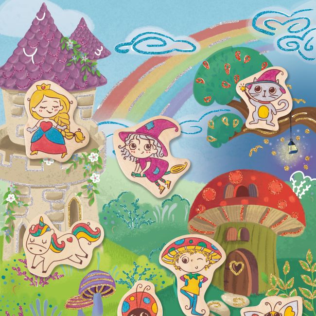 Kit de creat magneti tematica Fantasy pentru copii - 17 piese
