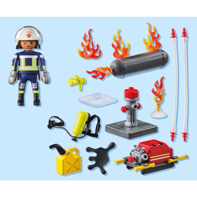 Playmobil - Pompier Playmobil cu pompa de apa ARTPM71826