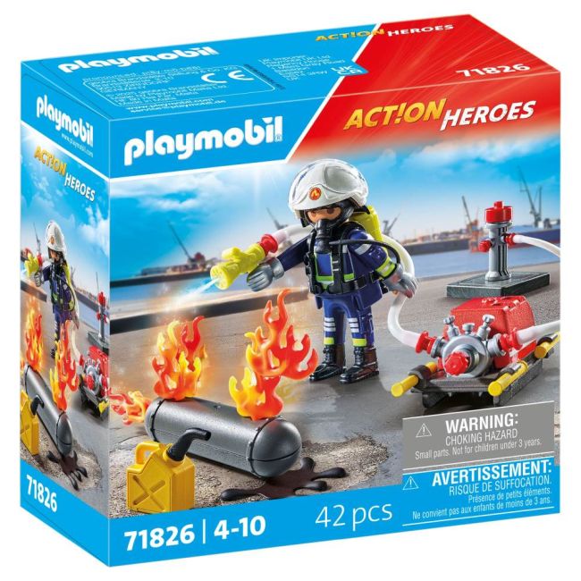 Playmobil - Pompier Playmobil cu pompa de apa ARTPM71826