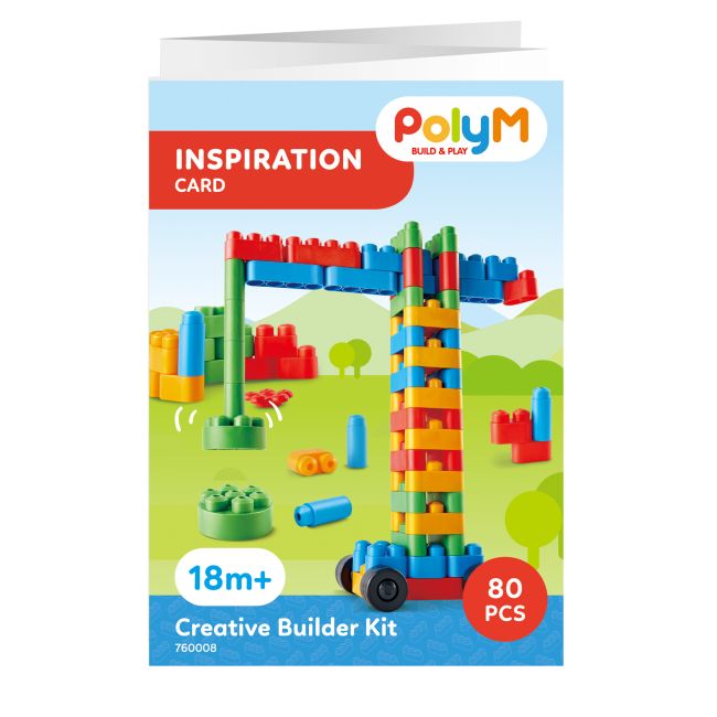 PolyM - Kit de constructor creativ pentru copii (80 piese)