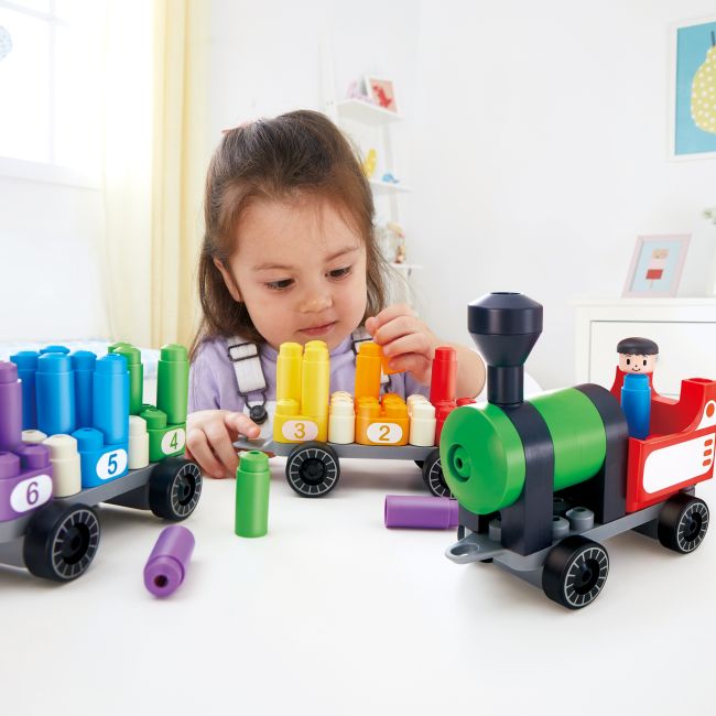 PolyM - Tren colorat de jucarie (63 piese)