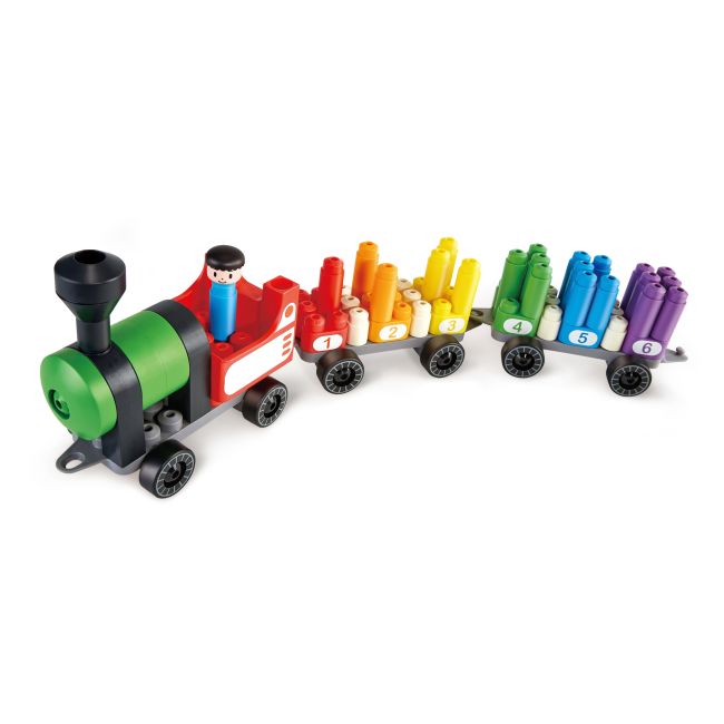 PolyM - Tren colorat de jucarie (63 piese)