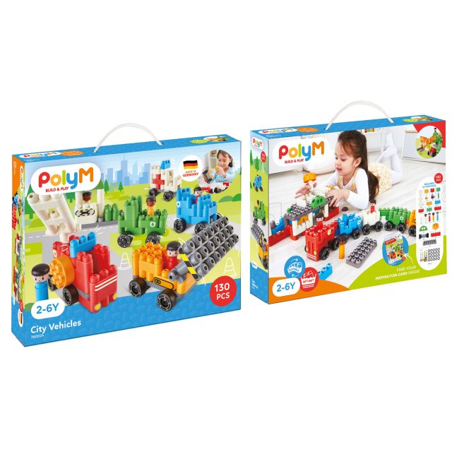 PolyM - Vehicule de jucarie pentru copii (130 piese)