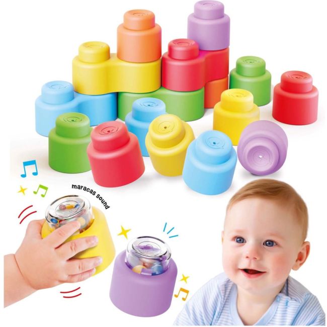 Set blocuri moi Quercetti Momy Soft Happy Sound 18 piese ERFQ04145