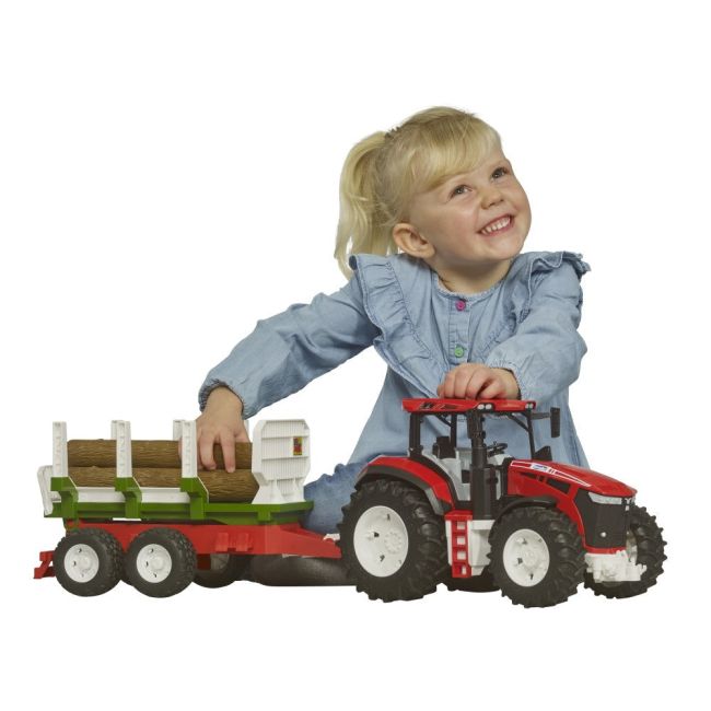 Bruder Tractor Roadmax cu remorca forestiera si 3 busteni ARTBR03453