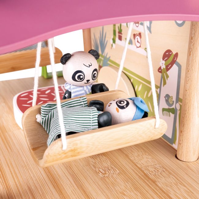 Jucarie din bambus - Casa ursilor Panda (25 piese)