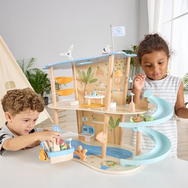Jucarie din lemn - Set de joaca salvarea oceanelor (48 piese)