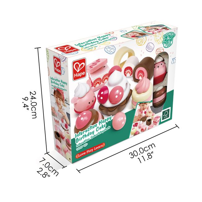 Jucarie din lemn - Set desert cu capsuni (7 piese)