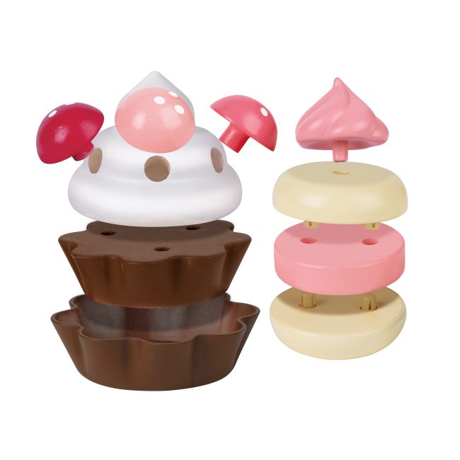 Jucarie din lemn - Set desert cu capsuni (7 piese)