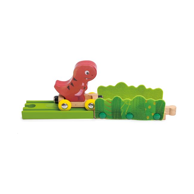 Jucarie din lemn - Set tren si dinozauri (27 piese)