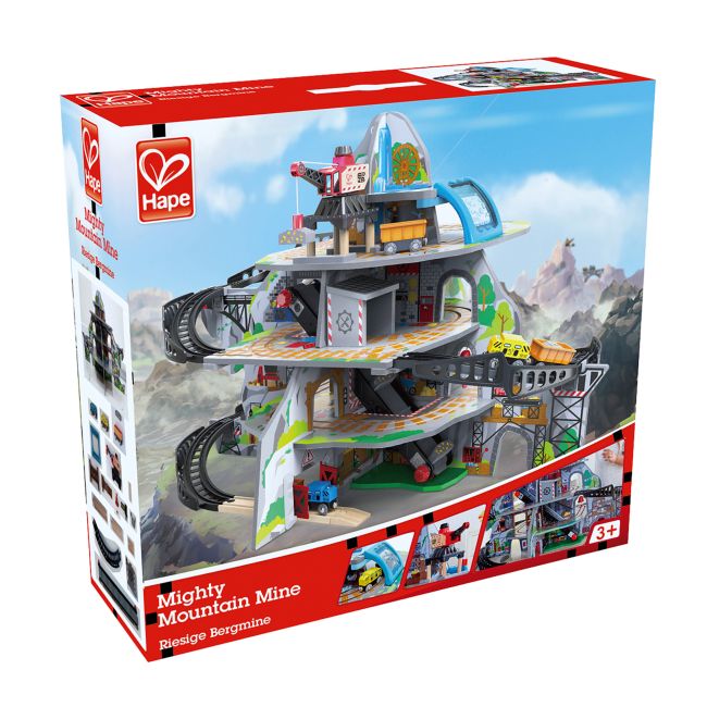 Jucarie din lemn - Set tren si mina in munte (32 piese)