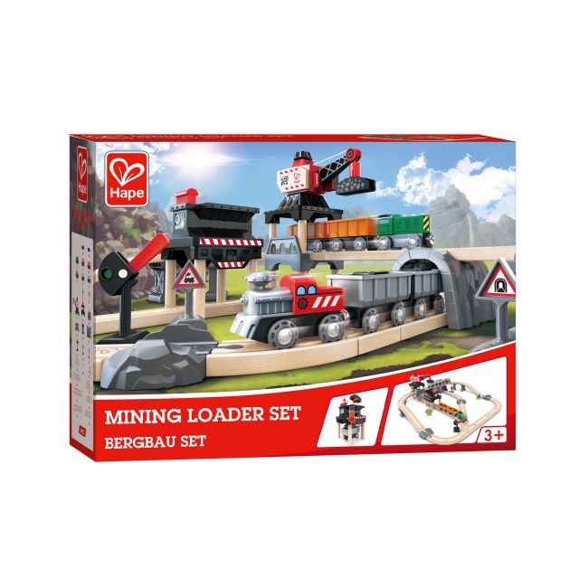 Jucarie din lemn - Tren si incarcator minier (64 piese)