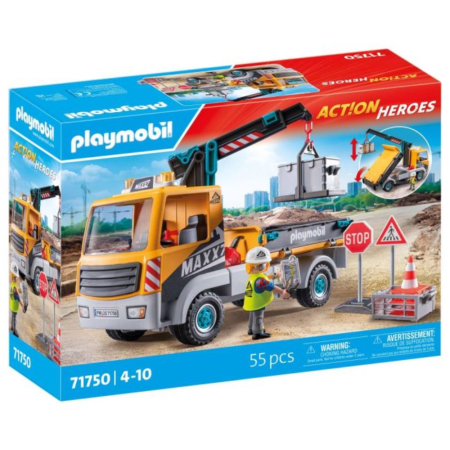 Playmobil - Camion de constructii cu macara Playmobil ARTPM71750