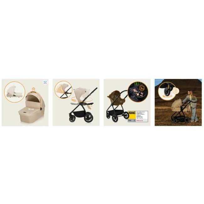 Carucior 3 in 1, Lionelo, Meril, Cu landou de dimensiune XL, Reversibil, Cu scoica auto testata ADAC, Cu accesorii, Pana la 22 kg, Conform cu EN1888-1 EN1888-2, EN1466, Bej BYNLO-MERIL_3IN1_BEIGE_SAND