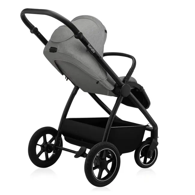 Carucior 3 in 1, Lionelo, Meril, Cu landou de dimensiune XL, Reversibil, Cu scoica auto testata ADAC, Cu accesorii, Pana la 22 kg, Conform cu EN1888-1 EN1888-2, EN1466, Gri BYNLO-MERIL_3IN1_GREY_STONE