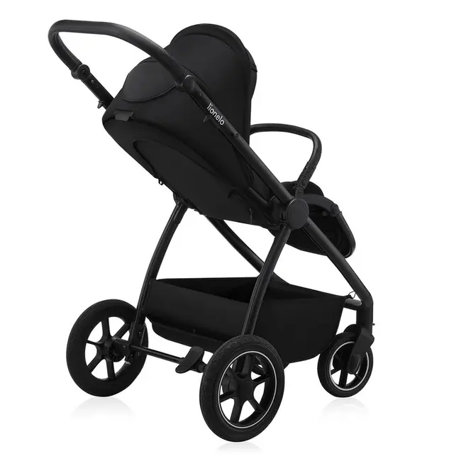 Carucior 3 in 1, Lionelo, Meril, Cu landou de dimensiune XL, Reversibil, Cu scoica auto testata ADAC, Cu accesorii, Pana la 22 kg, Conform cu EN1888-1 EN1888-2, EN1466, Negru BYNLO-MERIL_3IN1_BLACK_ONYX