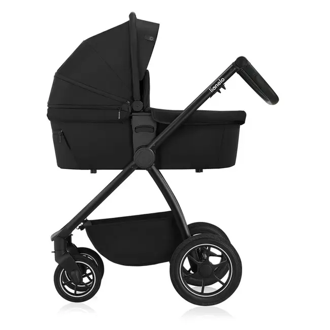 Carucior 3 in 1, Lionelo, Meril, Cu landou de dimensiune XL, Reversibil, Cu scoica auto testata ADAC, Cu accesorii, Pana la 22 kg, Conform cu EN1888-1 EN1888-2, EN1466, Negru BYNLO-MERIL_3IN1_BLACK_ONYX