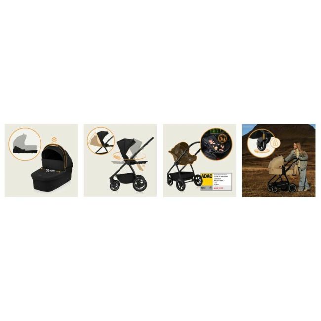 Carucior 3 in 1, Lionelo, Meril, Cu landou de dimensiune XL, Reversibil, Cu scoica auto testata ADAC, Cu accesorii, Pana la 22 kg, Conform cu EN1888-1 EN1888-2, EN1466, Negru BYNLO-MERIL_3IN1_BLACK_ONYX