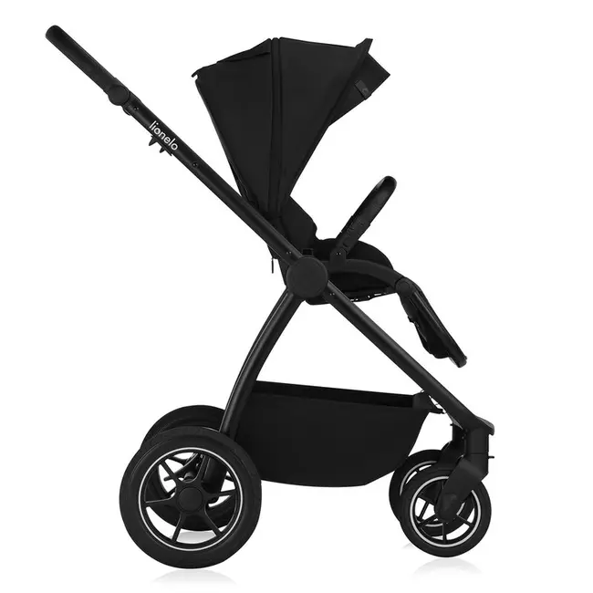 Carucior 3 in 1, Lionelo, Meril, Cu landou de dimensiune XL, Reversibil, Cu scoica auto testata ADAC, Cu accesorii, Pana la 22 kg, Conform cu EN1888-1 EN1888-2, EN1466, Negru BYNLO-MERIL_3IN1_BLACK_ONYX