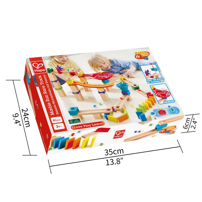 Jucarie din lemn - Marble Run Race Track (81 piese)