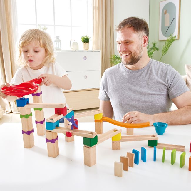 Jucarie din lemn - Marble Run Race Track (81 piese)
