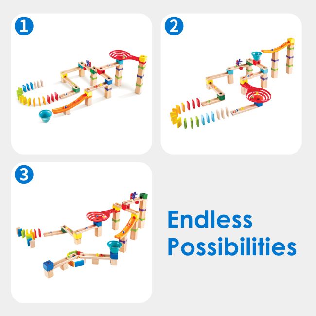 Jucarie din lemn - Marble Run Race Track (81 piese)