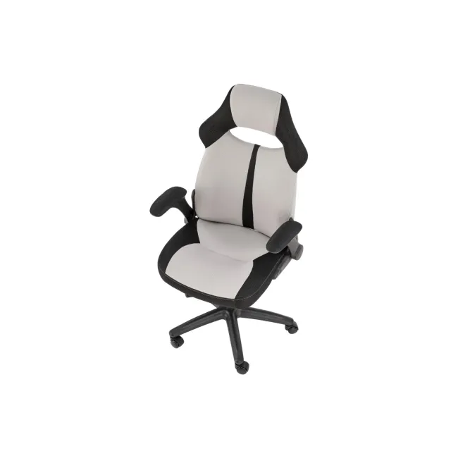 Scaun birou copii hm bloom, stofa/mesh, baza polipropilena, mecanism de balans, cotiere rabatabile, gri/negru drm10050
