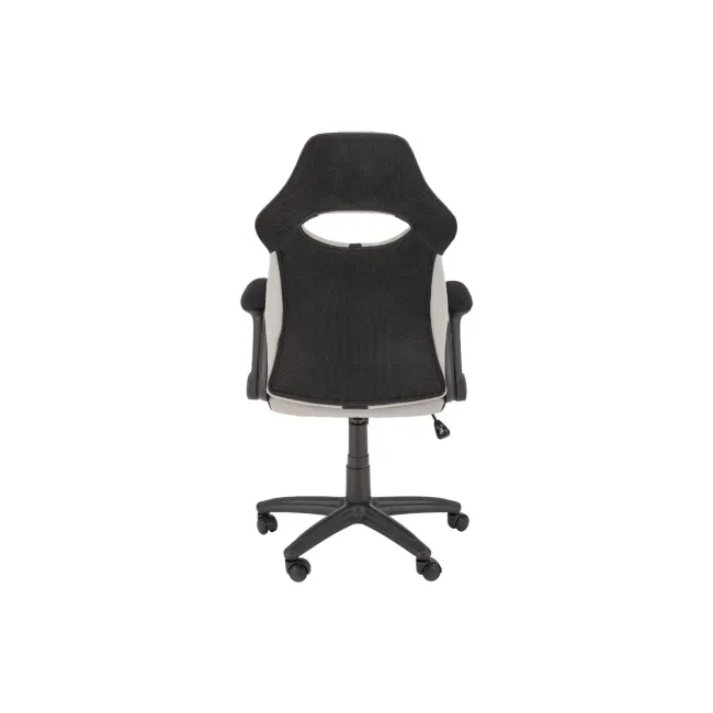 Scaun birou copii hm bloom, stofa/mesh, baza polipropilena, mecanism de balans, cotiere rabatabile, gri/negru drm10050