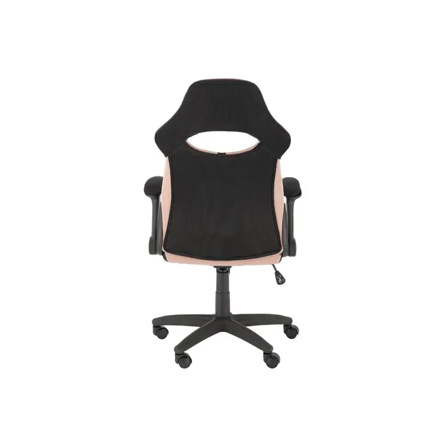 Scaun birou copii hm bloom, stofa/mesh, baza polipropilena, mecanism de balans, cotiere rabatabile, rotatie 360&deg;, roz/negru drm10051