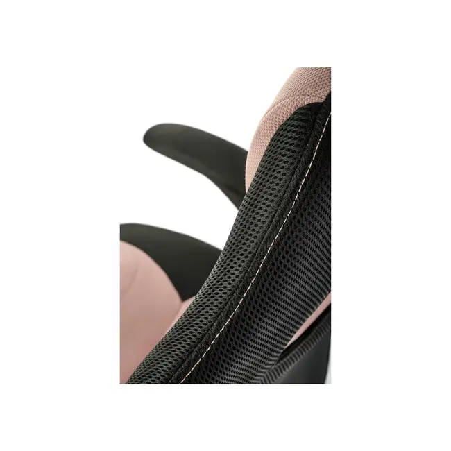 Scaun birou copii hm bloom, stofa/mesh, baza polipropilena, mecanism de balans, cotiere rabatabile, rotatie 360&deg;, roz/negru drm10051
