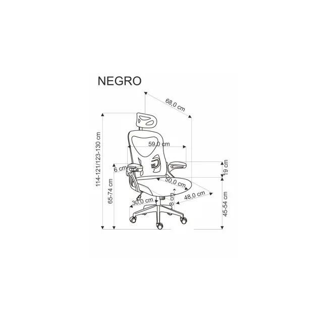 Scaun birou egonomic HM Negro, mesh, mecanism balans, suport lombar, tetiera ajustabila,100 kg, negru DRM10406