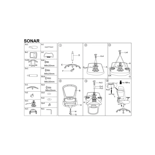 Scaun birou egonomic hm sonar, mesh, mecanism multiblock, suport lombar, cotiere reglabile,120 kg, negru drm10409