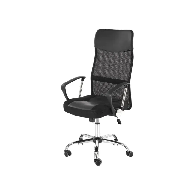 Scaun de birou ergonomic hm nuble, mesh, cadru metalic, sezut piele ecologica, inaltime ajustabila, mecanism balansare,100 kg, negru drm10408