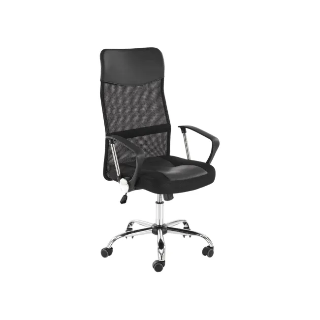 Scaun de birou ergonomic hm nuble, mesh, cadru metalic, sezut piele ecologica, inaltime ajustabila, mecanism balansare,100 kg, negru drm10408