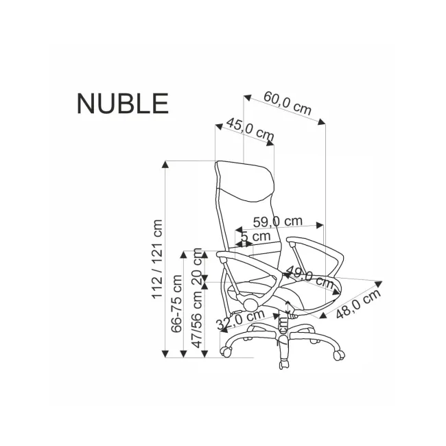 Scaun de birou ergonomic hm nuble, mesh, cadru metalic, sezut piele ecologica, inaltime ajustabila, mecanism balansare,100 kg, negru drm10408