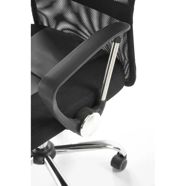 Scaun de birou ergonomic hm nuble, mesh, cadru metalic, sezut piele ecologica, inaltime ajustabila, mecanism balansare,100 kg, negru drm10408