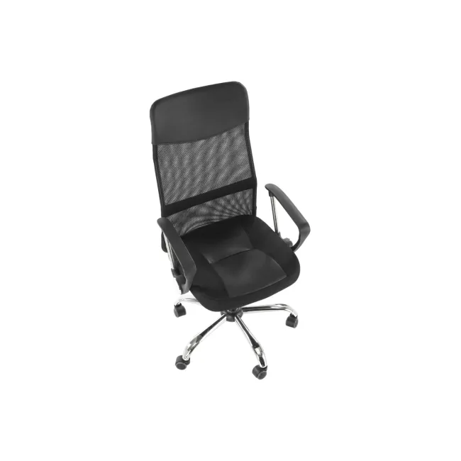Scaun de birou ergonomic hm nuble, mesh, cadru metalic, sezut piele ecologica, inaltime ajustabila, mecanism balansare,100 kg, negru drm10408