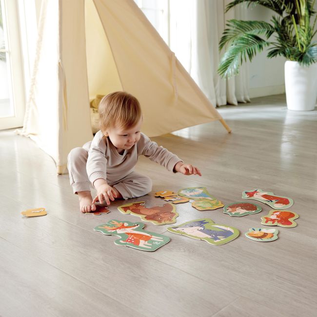 Set 10 puzzle-uri pentru copii cu prietenii padurii (18-36 luni)