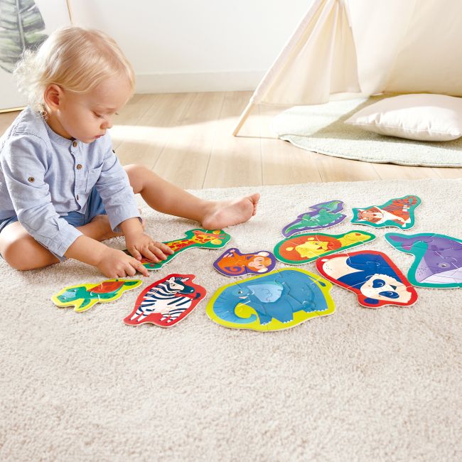 Set 10 puzzle-uri prietenii junglei pentru copii (18-36 luni)